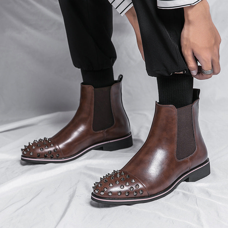 Men's leather boots cross-border plus size new shoes fashion British style rivets casual boots vintage Martin boots wholesale
