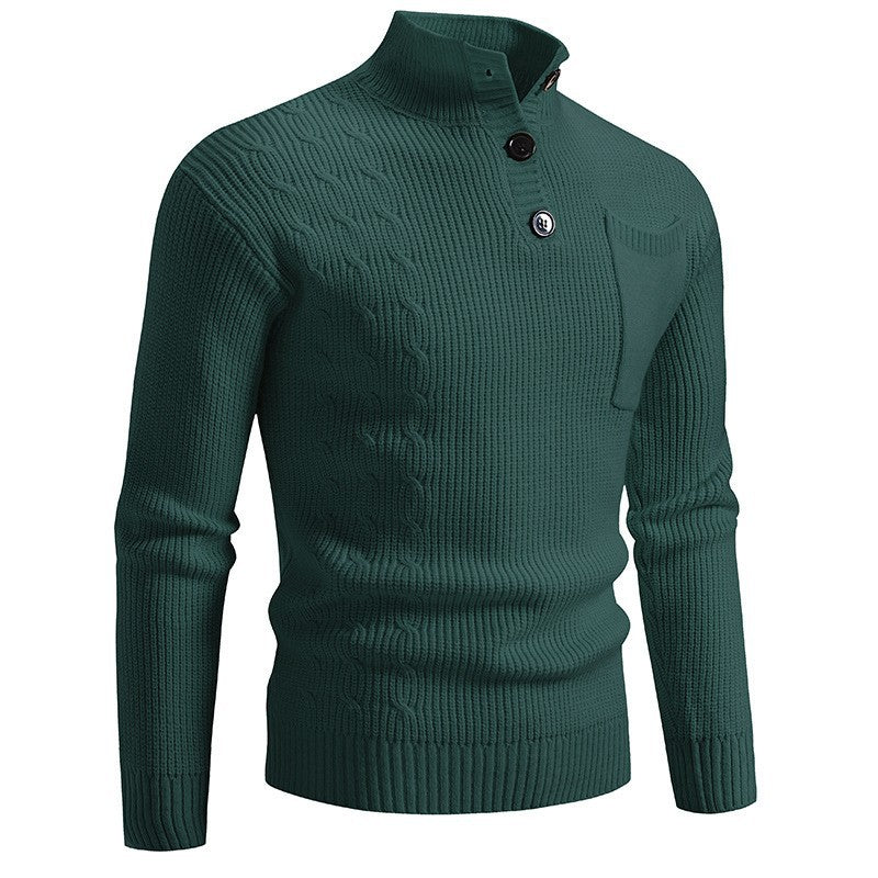 Sweater Men's Autumn and Winter Loose Warm Thick Line Semi-turtleneck Knitted Sweater Base Loose Coat Sweater in stock Hair