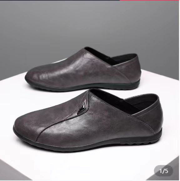 2025 New Casual Loafers Leather Shoes Men's Autumn Genuine Leather Breathable Business Formal Men's Shoes Soft Sole Beanie Shoes
