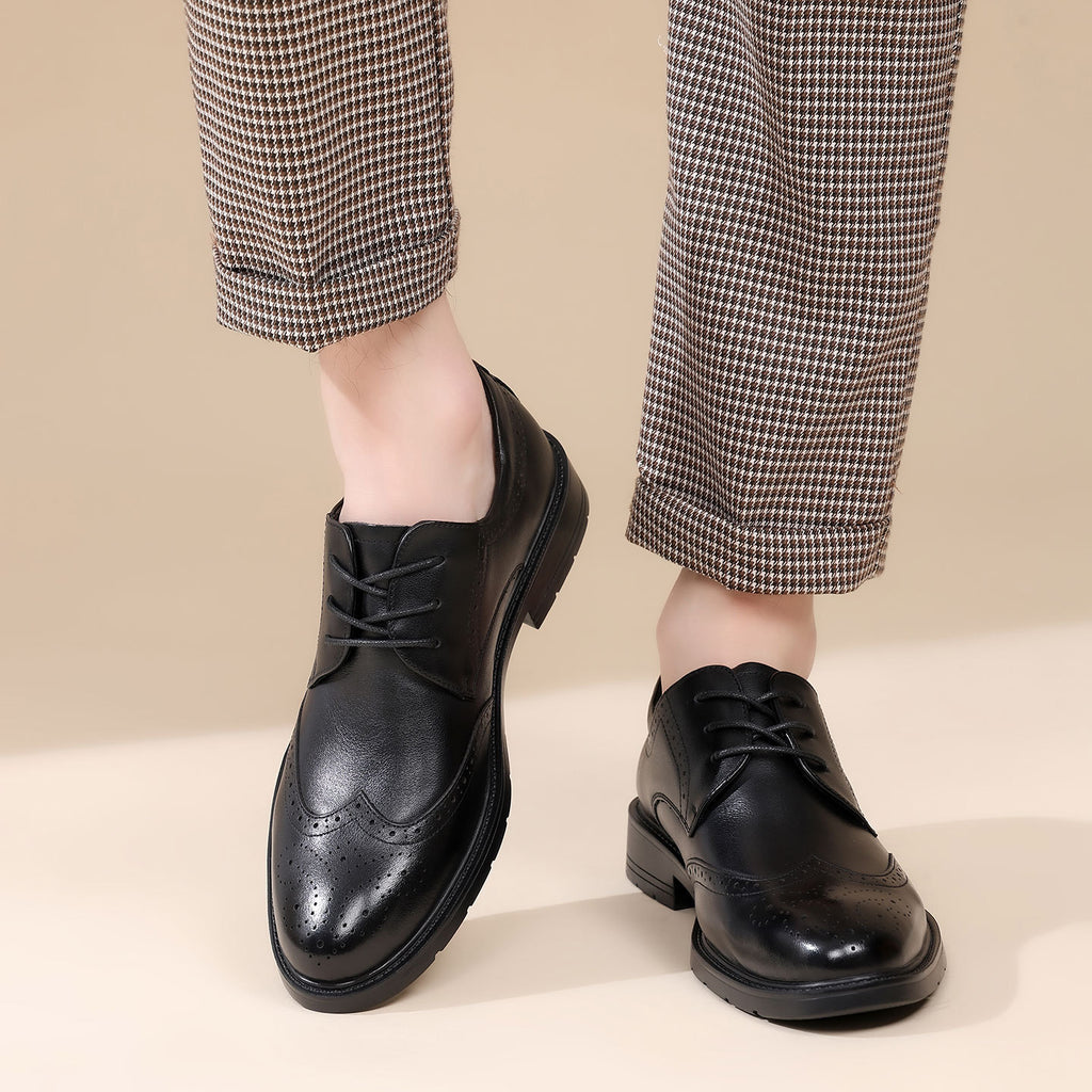 Leather Shoes for Men, Genuine Leather, High-End, Soft, Spring Season, Men's Business Formal Wear, Suit Leather Shoes, British Style, Wedding Shoes, Brogue Shoes