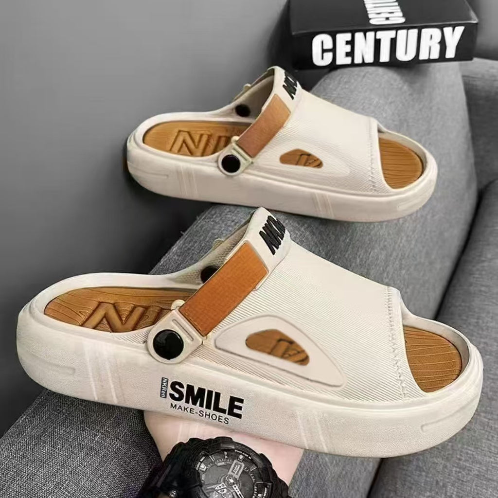 Summer Slippers Men's Non-Slip Wear-Resistant Shit Driving Sandals Outdoor Sports Fashionable Thick-Sole Beach Sandals