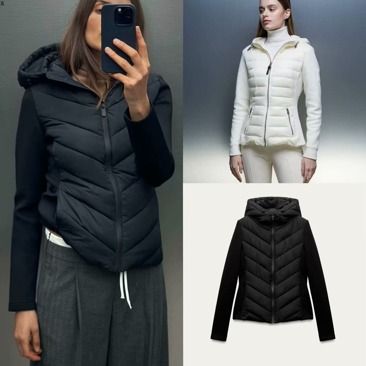 Cross-border wholesale foreign trade women's 2025 autumn and winter Europe and the United States new fashion hooded stitching cotton-padded jacket coat Y23165