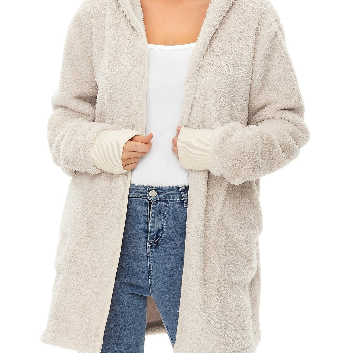 Cozy & Warm Women's Fleece Hoodie - Oversized, Windproof