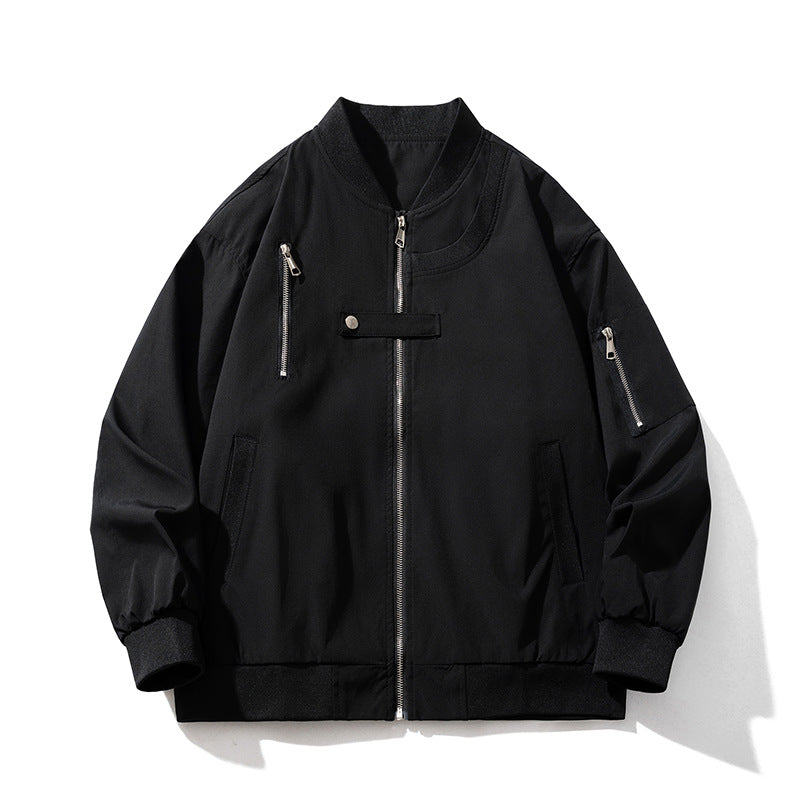 New Style Jacket Coat Men's American Style Retro High Street Solid Color Spring Collar Casual Coat Loose All-match Baseball Suit