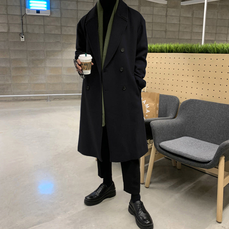 2023 New Double-breasted Coat Men's/ Women's Mid-length Autumn and Winter Thickened Coat High-grade Korean Woolen Coat