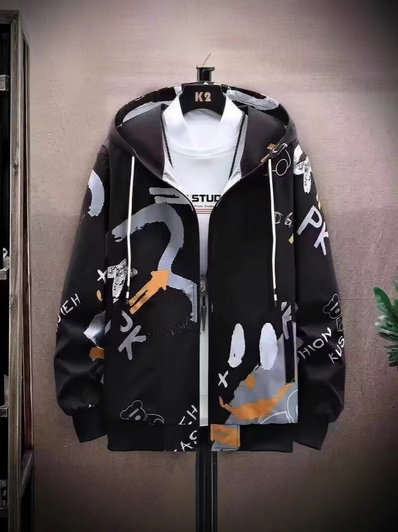 Korean-style New Hoodie Hong Kong-style Loose Simple Hooded Hoodie Cardigan Men's and Women's Fashionable Handsome All-match Jacket