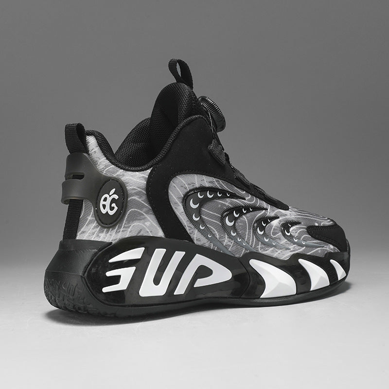 Boys' Shoes Spring 2026 New Model Children's Rotating Buckle Sneakers for Older Kids Breathable Boys' Running Basketball Shoes