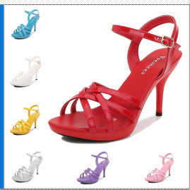 Show Artifact Model High Heels Stiletto Heel Sexy Black Platform 15cm Hate Sky Tall Super High Heel Sandals for Summer