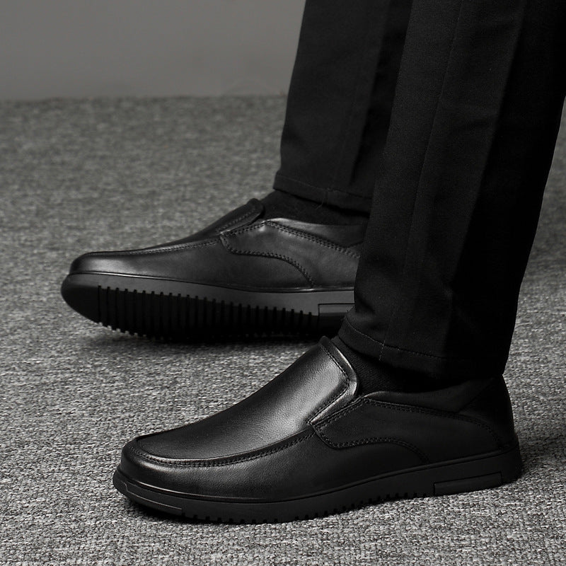 Men's First-Layer Leather Shoes, Business Formal Wear, Men's Middle-Aged Soft-Soled Cowhide Dad Shoes, Summer Breathable Lace-Up Genuine Leather Men's Shoes