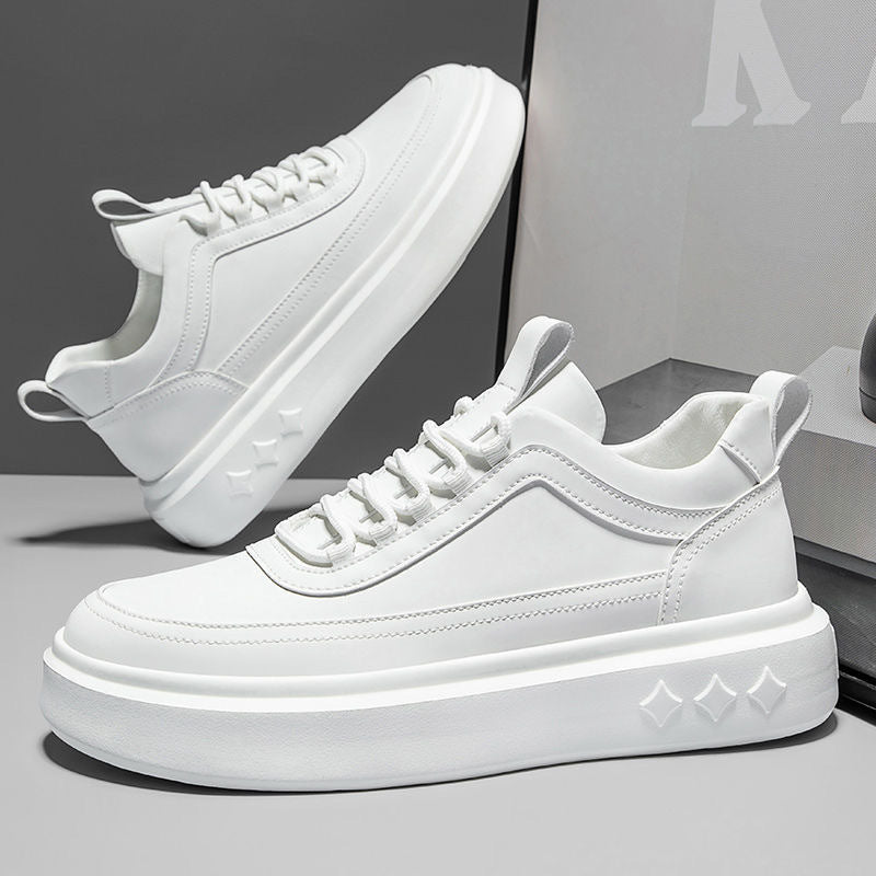 White Shoes Men's Shoes Summer Breathable Trendy Shoes Men's Sports Casual Shoes All-match Thick-soled High-height Shoes Men's Sneakers