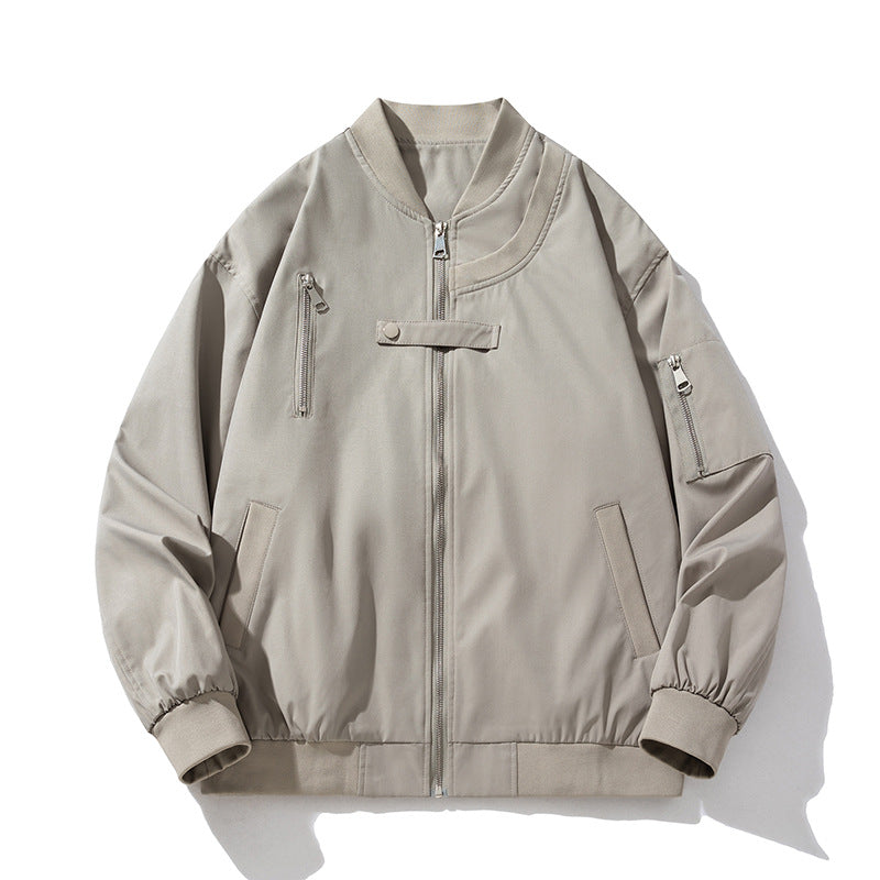 New Style Jacket Coat Men's American Style Retro High Street Solid Color Spring Collar Casual Coat Loose All-match Baseball Suit