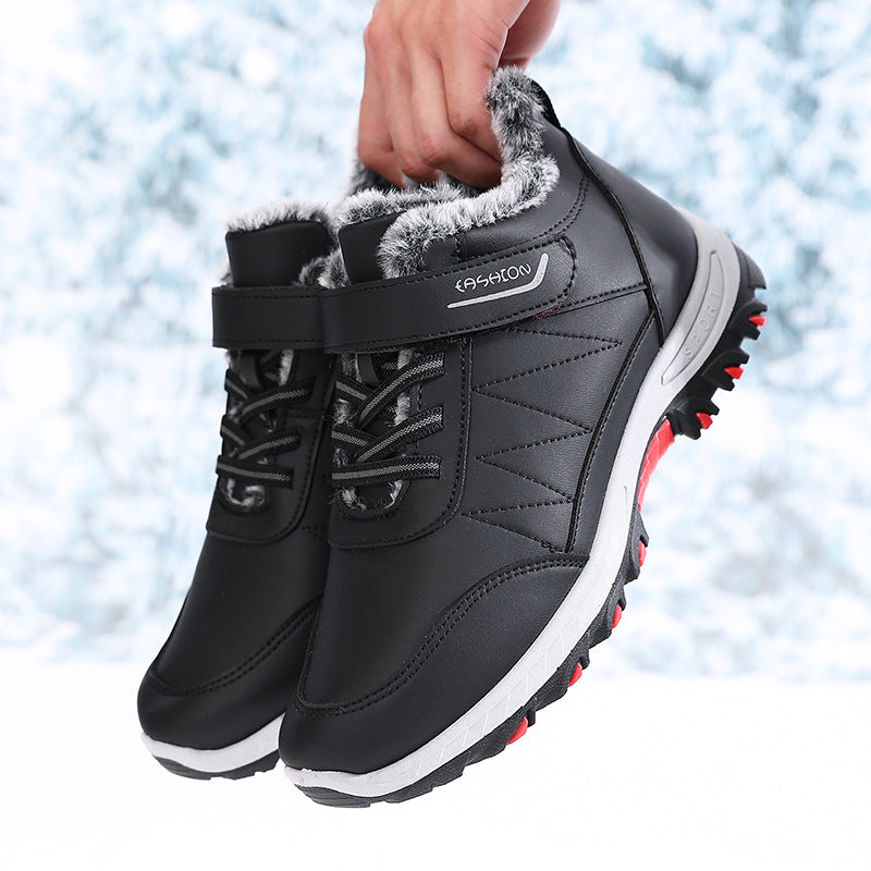 Cross-Border Export Large Size Leather Cotton Boots Men's Winter Warm Snow Boots Non-Slip Comfortable Plus Velvet Thickened Men's Boots