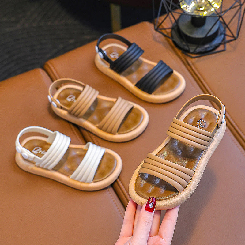 Children's Girls' Sandals Open Toe Elegant Summer New Fashion Korean Princess Student Cute All-match Western Style Sandals