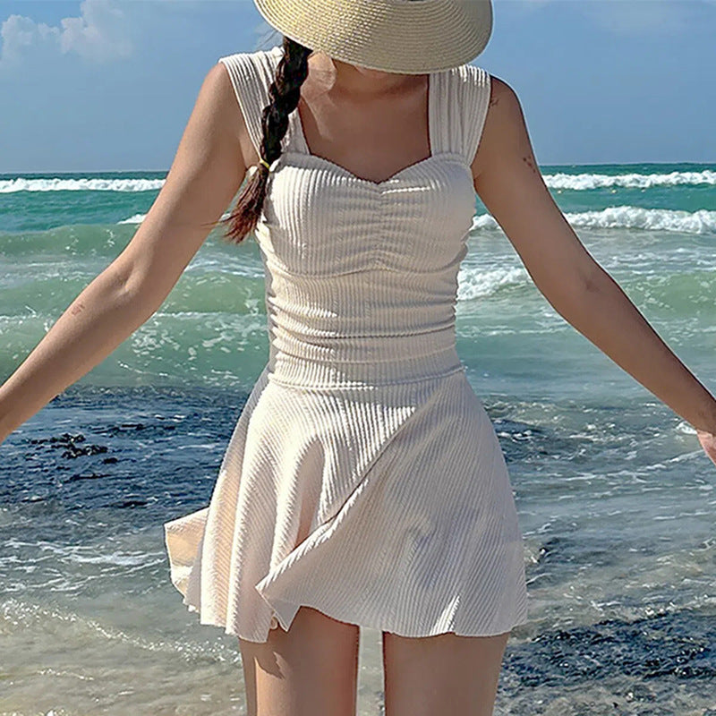 Cross-border Wholesale Swimwear Women's Conservative Split Skirt Belly Covering Slimming Sexy South Korea ins Fairy Hot Spring Swimwear