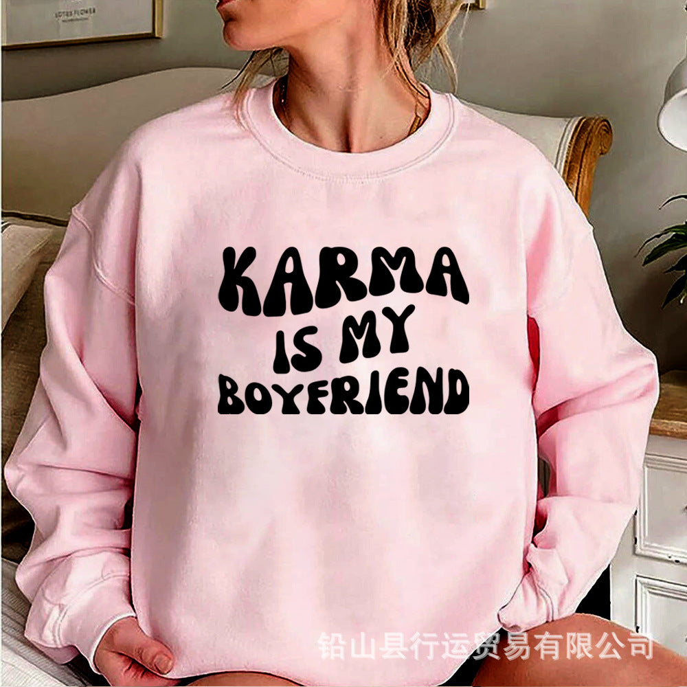 Fashionable Long-Sleeved Sweatshirt for Women 2023 Autumn and Winter New Loose Sweatshirt Letter Printed Round Neck Sweatshirt for Women