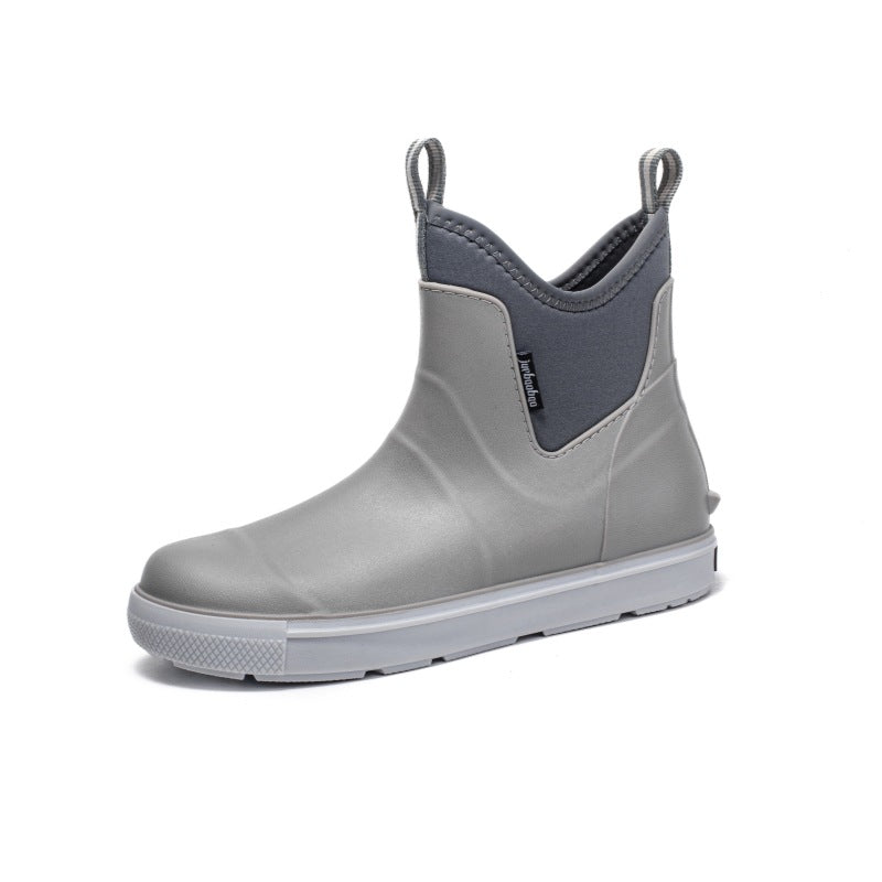 Cross-Border New Brown Men's Rain Boots, Short-Tube Sports Shoes, Fashionable Rain Boots, Waterproof and Non-Slip Outdoor Water Shoes, Wading Rubber Shoes