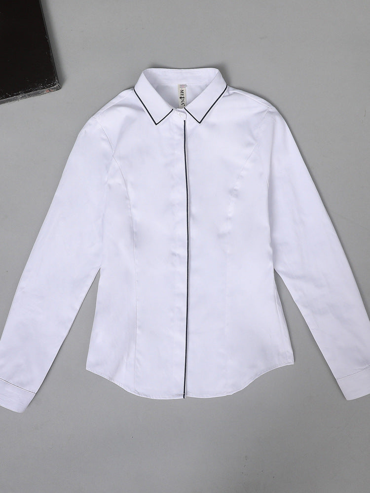 Summer New Women's Long-Sleeved Women's Shirts, Feminine Work Clothing, Slim Fashion, Bamboo Fiber Shirts, Tops, Formal Wear
