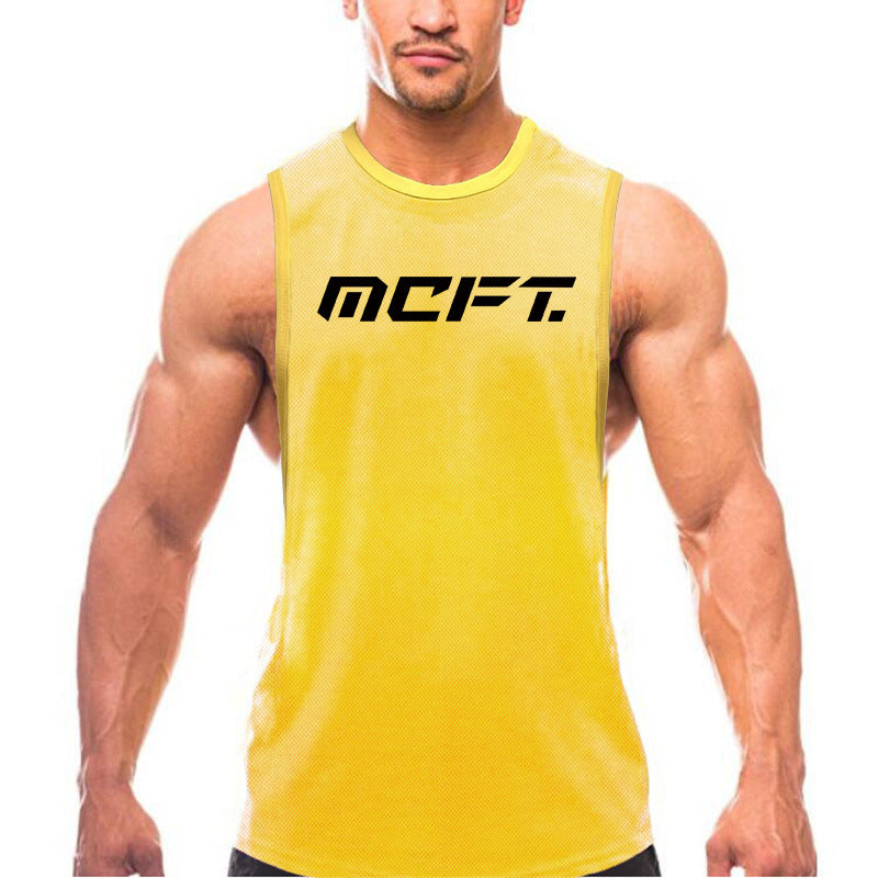 Muscle Men's Fitness Vest tight slim-fit quick-drying I-shaped vest breathable training T-shirt waistcoat sportswear American style