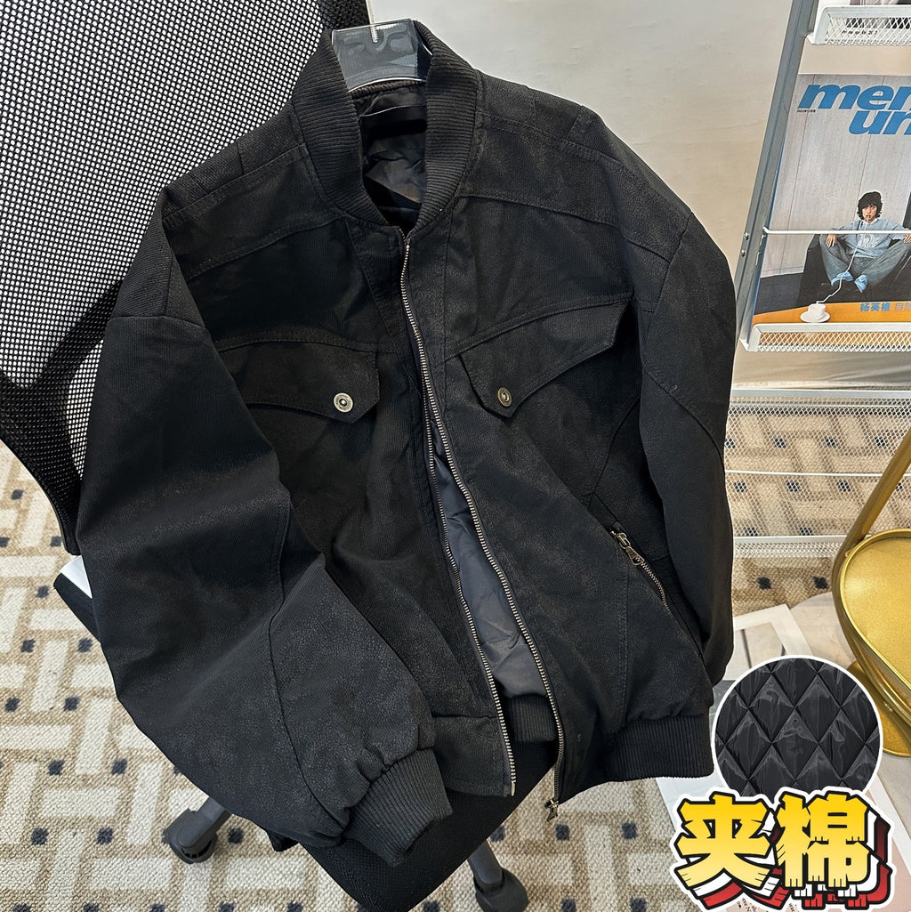 cleanfit Short Profile Corduroy Crock Jacket Men's Winter Thickened Baseball Clothes Old Quilted Jacket