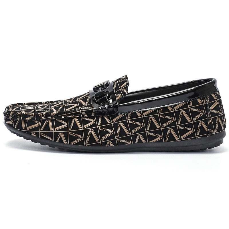 Summer Loafers for Men, Casual Trendy Soft Leather Soft-Soled Shoes, Fashionable Printed High-End Men's Loafers in Old Money Style