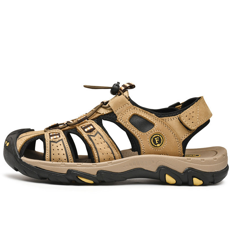 Cross-Border Large Size Sandals Summer New Men's Hollow Breathable Sandals Outdoor Toe-Toe Beach Shoes Dad Shoes
