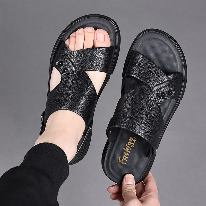 Sandals for Men 2026 Summer New Style Casual Genuine Leather Men's Sandals First-Layer Cowhide Beach Shoes for Men Factory Direct Sales