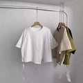 European-Style Regular Shoulder Short-Sleeve T-Shirt for Women, 2026 Summer New Plus-Size Slimming Top for Curvy Women, Tummy-Concealing with Irregular Slit Design