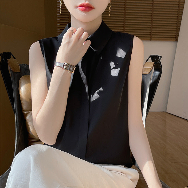 Wholesale New Summer Thin Sleeveless Women's Shirts Anti-Wrinkle Draped Women's Inner Shirts with Suit Tops Women's Clothing