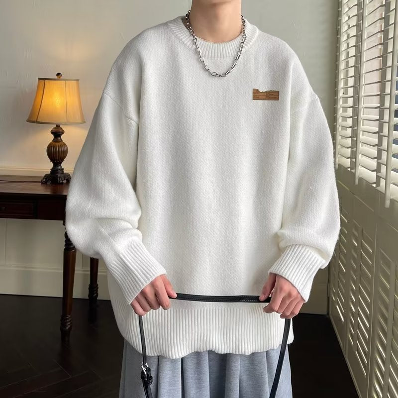 2023 sweater men's winter lazy pullover sweater fashion brand loose bottoming sweater coat casual all-matching