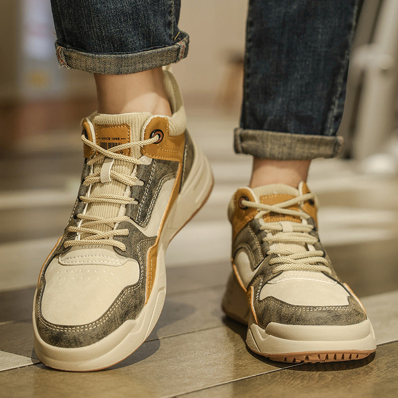 Men's Shoes Autumn 2025 New Mid-High Top Men's Sports Trendy Shoes Student Fashion Casual Sneakers Work Boots Men's Style