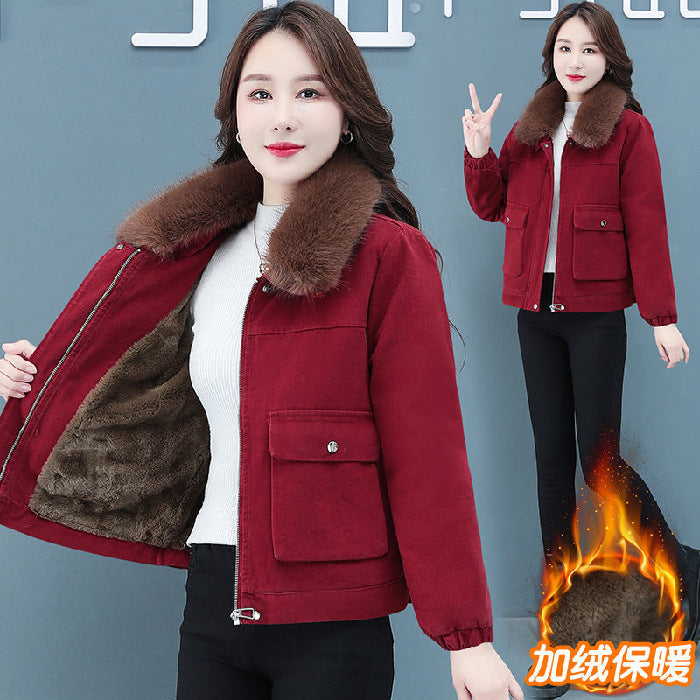 Small Age-reducing New Short Cardigan Jacket Women's 2022 New Cotton-padded Coat Cotton-padded Jacket Plus Velvet Thickened Women's Winter Clothes