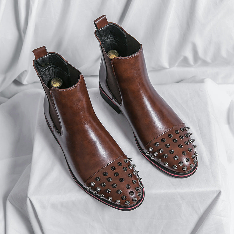 Men's leather boots cross-border plus size new shoes fashion British style rivets casual boots vintage Martin boots wholesale