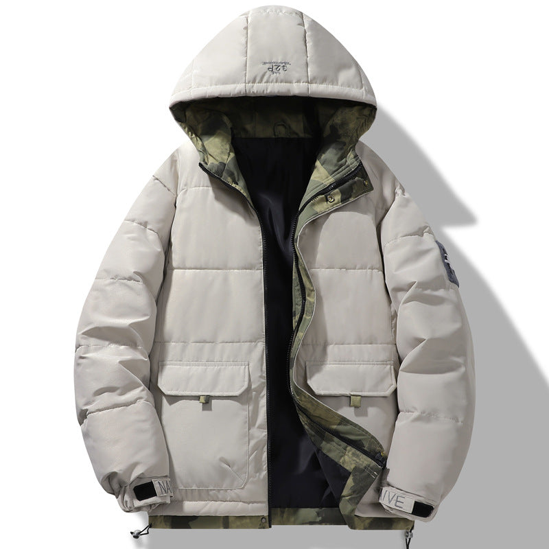 Winter Hooded Cotton-padded Jacket Men's Thickened Cotton-padded Coat Coat Trendy Brand Fashion Boys Bread Coat Cotton-padded Coat