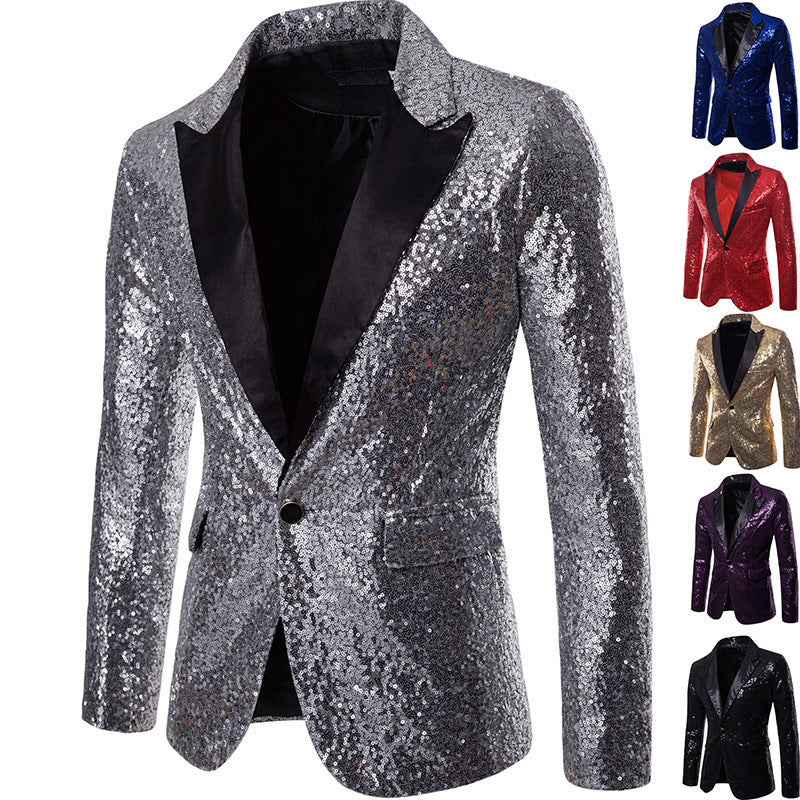 European and American Performance Suits, Gold Sequin Suits, Korean Suits, Nightclub Men's Clothing, Host Emcee Studio Jackets