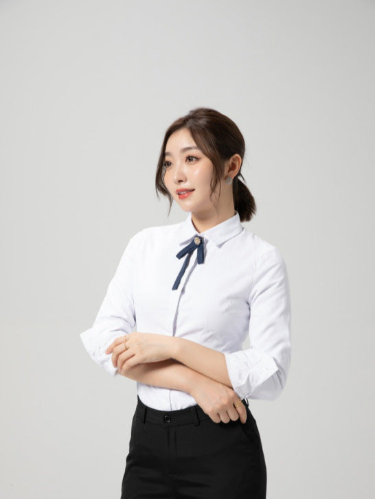 Women's Thermal Shirts with Fleece Lining, Thickened for Autumn and Winter, Long-Sleeved Base Shirts, Elegant and Slim-Fit for Commuting, Fashionable Formal Wear