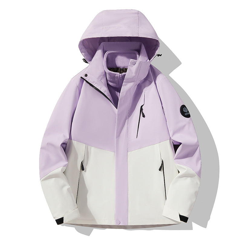 Three-In-One Detachable Autumn and Winter Jacket for Couples, Unisex Windproof and Waterproof Mountaineering Clothing with Fleece Lining