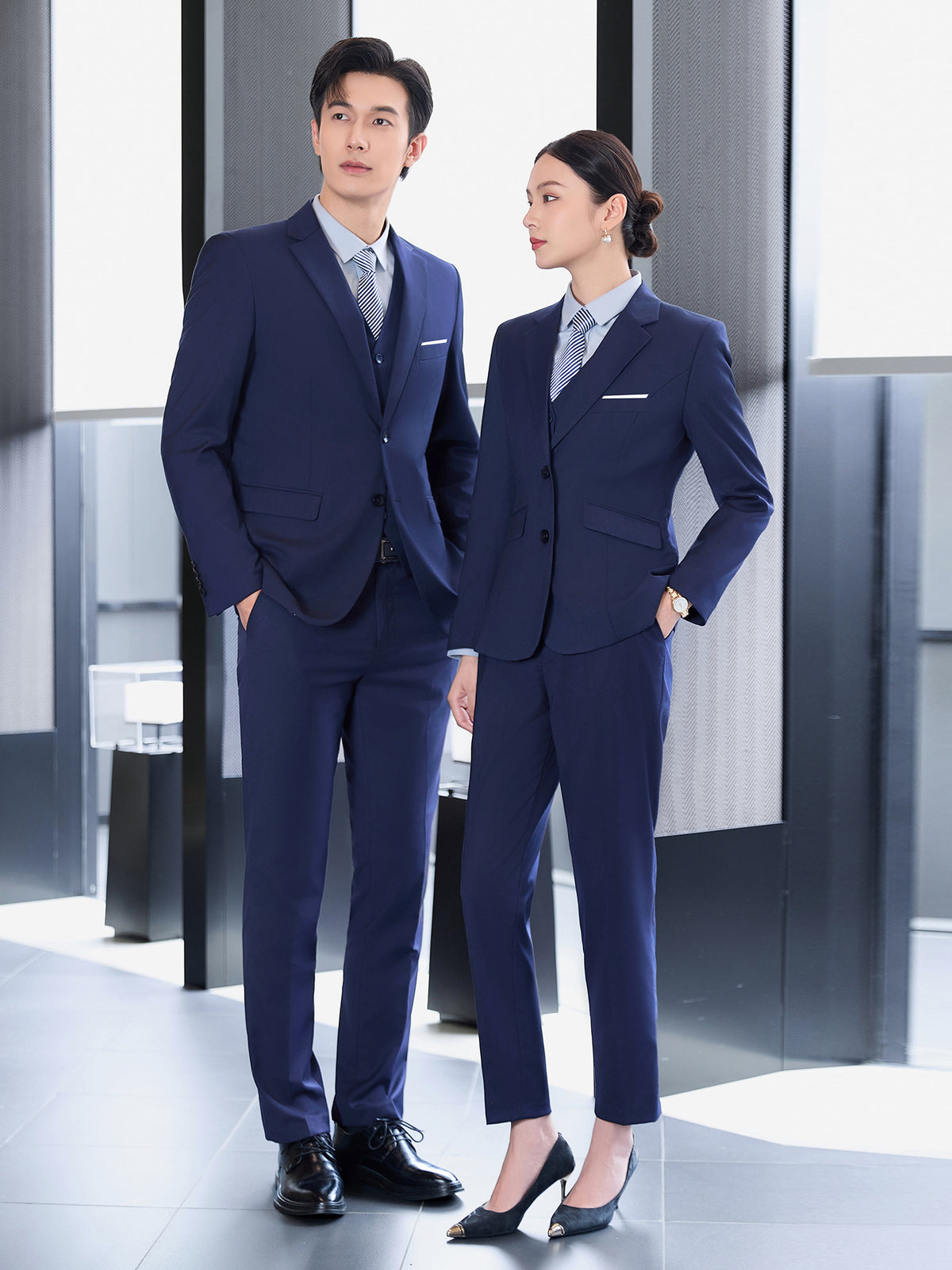 High-End Suit Suits for Men and Women, Professional Formal Wear, 4S Store Real Estate Property Workwear, Blue Suit Suits, Work Clothes