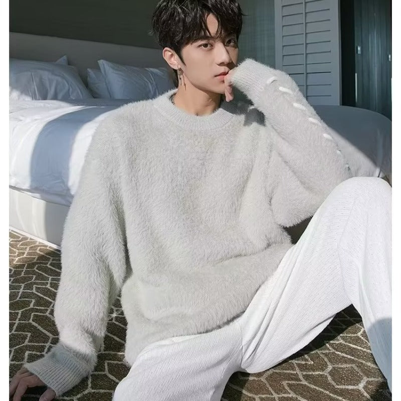 Sweater men's winter fashion brand design round neck sweater warm youth couple autumn and winter long sleeve sweater coat