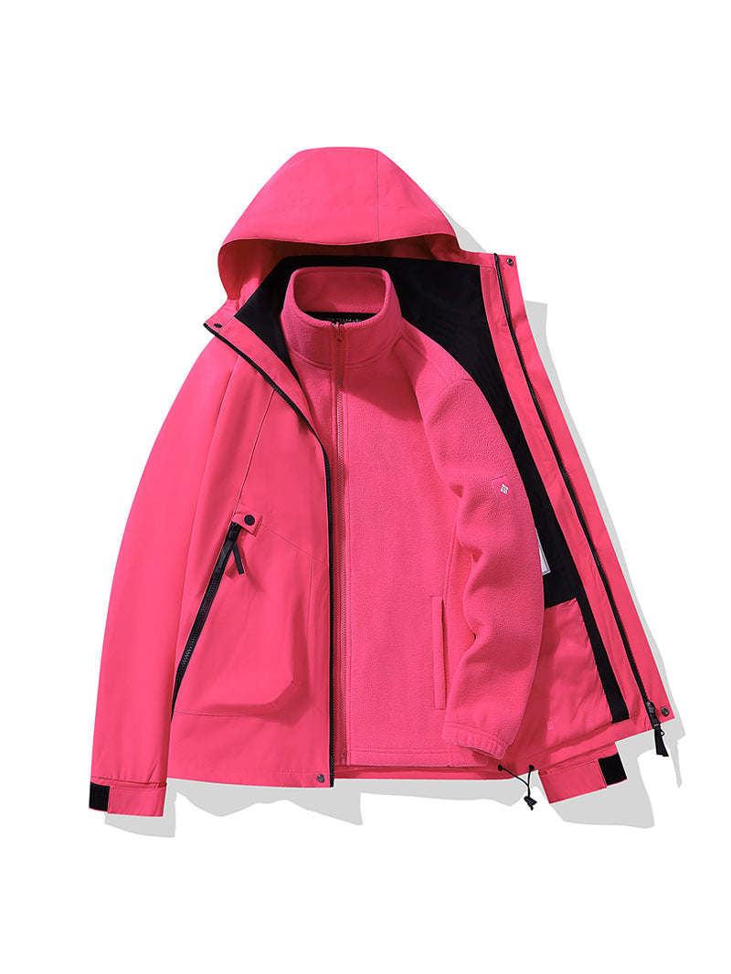 Jacket for Autumn and Winter, 25 Styles of Warm Coats, Windproof and Waterproof Outdoor Jackets, Detachable Two-Piece Set, Couple's Hiking Clothing