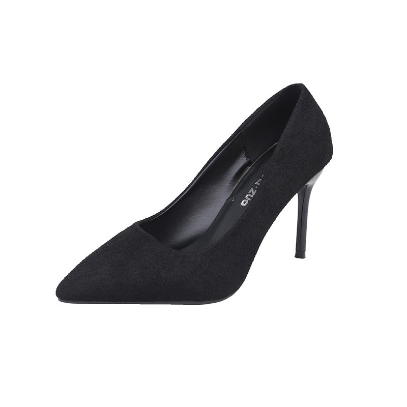 High Heels Women's 2025 New Cyber Celebrant Suede Fashion All-match Autumn Women's Shoes Korean Banquet Stiletto Heel Pointed Toe Single-layer Shoes