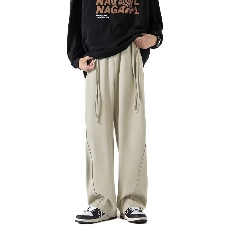 New Pants Boys 2024 New American Loose Straight Pants High Street Spring and Summer Heavy Casual Wide Leg
