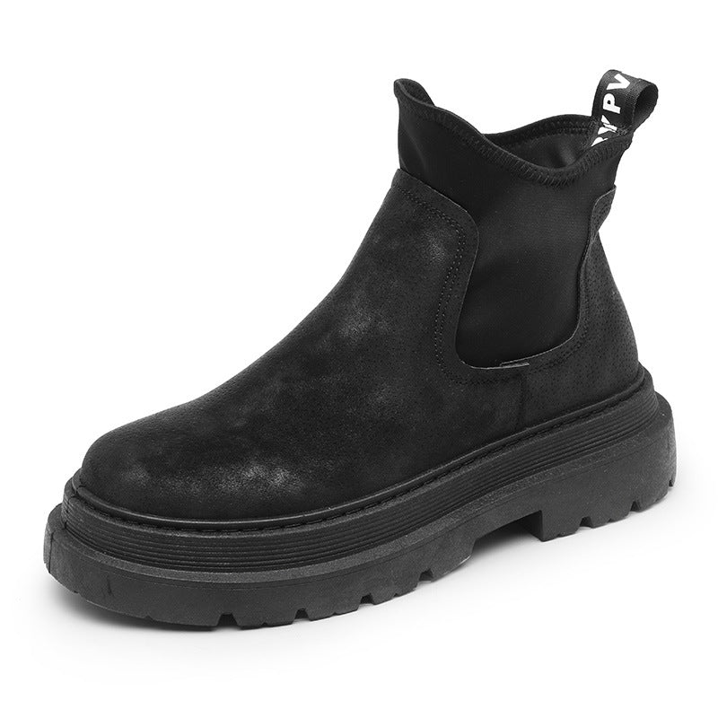 Men's shoes 2023 autumn new casual flat shoes Chelsea smoke tube boots British style high-top fashion tooling short boots