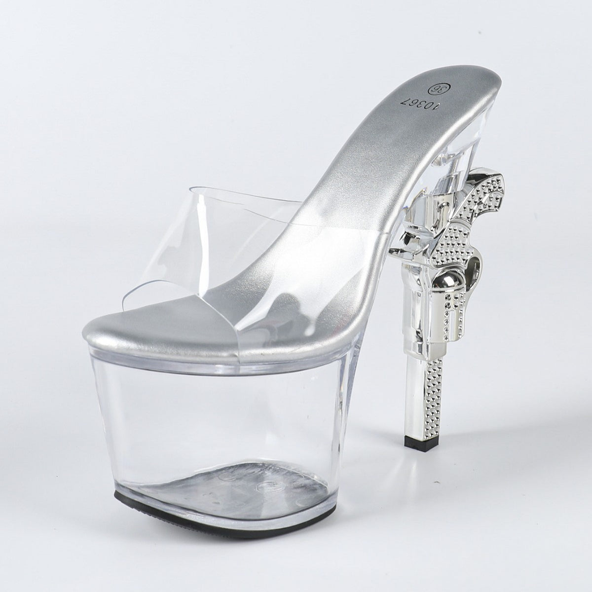 girls European and American Ultra-High Heels, Waterproof Platform, Gun Heels, Special-Shaped Heels, Fashionable and Sexy Nightclub Slippers