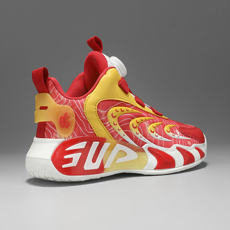 Boys' Shoes Spring 2026 New Model Children's Rotating Buckle Sneakers for Older Kids Breathable Boys' Running Basketball Shoes