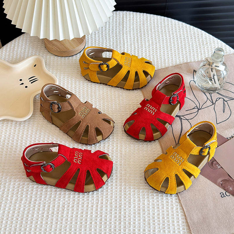 2025 New Summer Children's Shoes Children's Soft-Soled Sandals Girls Breathable Sandals Sports Shoes Baotou Hollow Children's Shoes