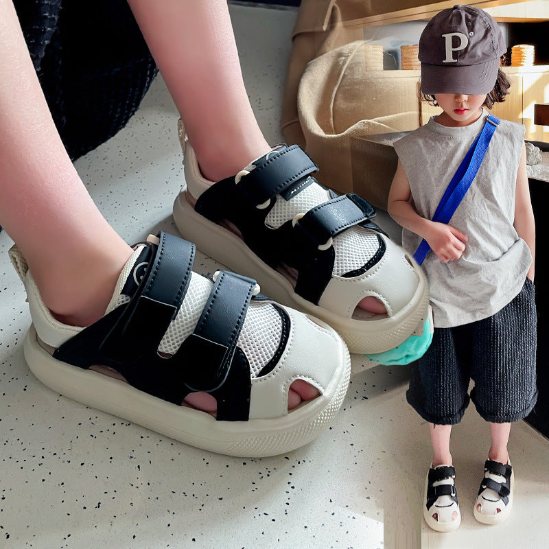 Children's Sandals 2026 Summer New Style Boys' Casual Shoes Korean Style Mesh Shoes Girls' Closed-Toe Anti-Kick Beach Shoes