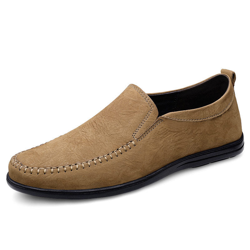 Men's Loafers Genuine Leather 2025 Winter First Layer Cowhide Single Shoes Men's Fashion Casual Leather Shoes Flat Men's Shoes