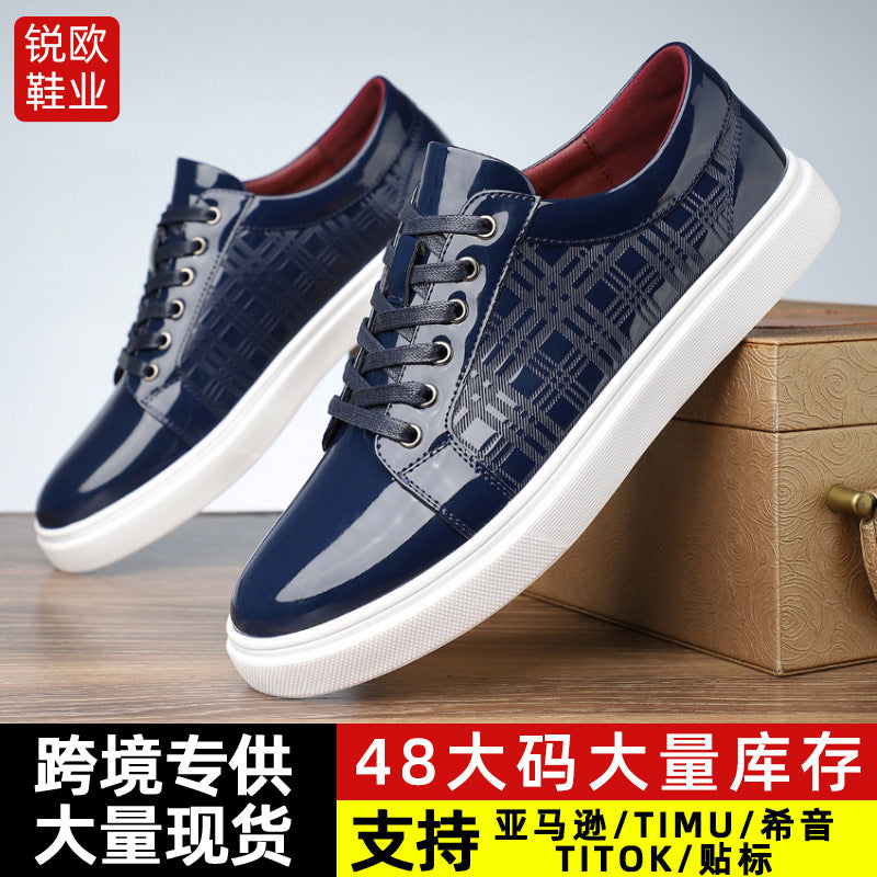 Men's Formal Fashion Pointed-Toe Patent Leather Low-Top Business Casual Shoes with Laces and Shiny Finish for Men 2501