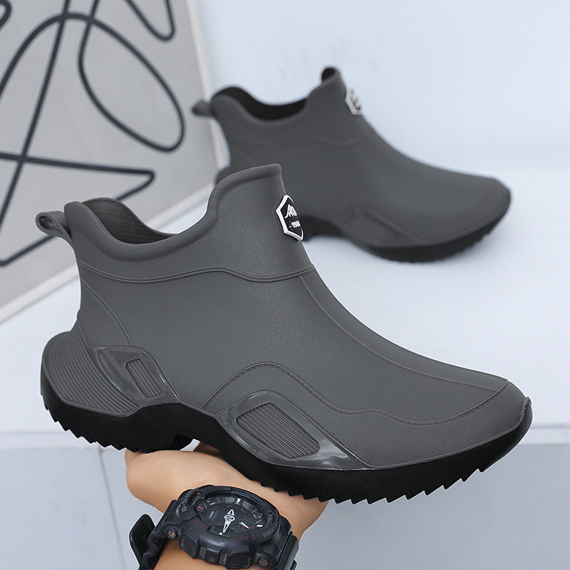 New Rain Boots Short-Tube Men's Adult Waterproof Shoes Women's Rain Boots Non-Slip Wear-Resistant Rubber Shoes Kitchen Fashion Fishing Water Boots
