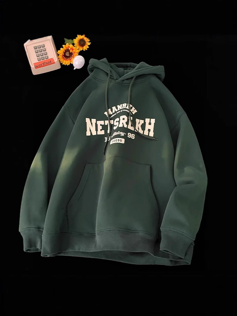 Hooded Sweater Men's 2024 Autumn and Winter New American Style Trendy Brand Letter Printed Heavy Loose Casual Hoodie Jacket
